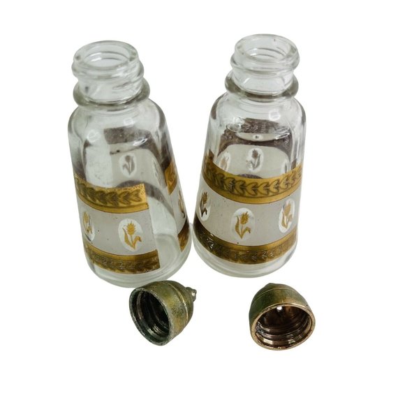 Anchor Hocking Salt & Pepper, Hazel Atlas Bowl, Brockway Cruet Set Gold Wheat - Picture 8 of 12